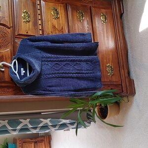 🇨🇦 Women's Northern Reflections Split Cowl Neck Rich Blue Chenille Sweater